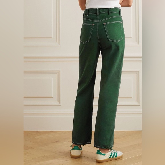 Reformation Cowboy High Rise Straight Jeans Emerald Green Size 24 - Picture 3 of 12